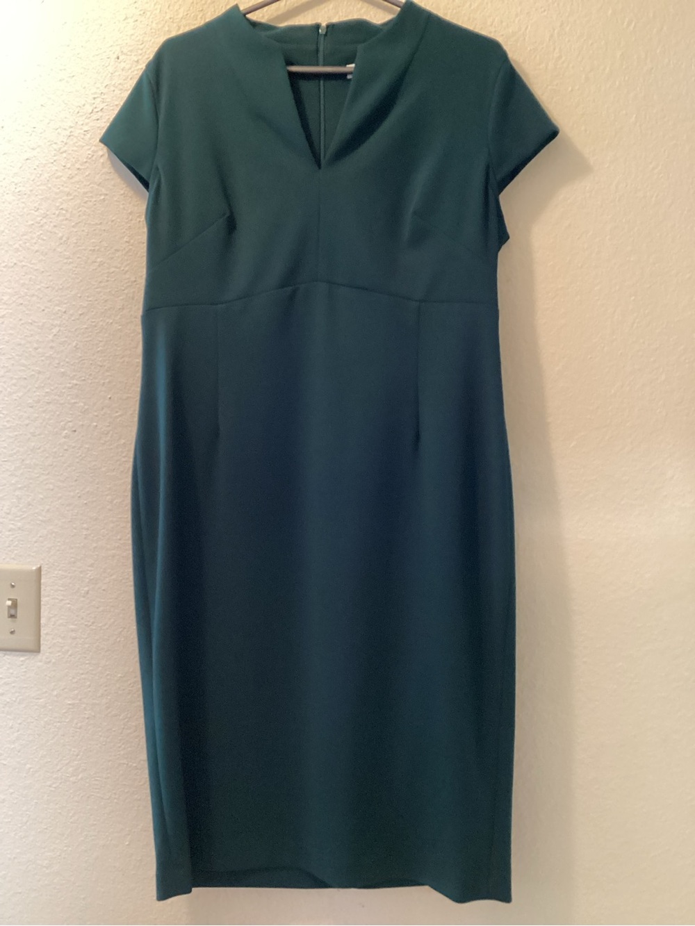 Calvin Klein Dark Green Sheath Dress with V-Notch